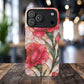 Stained Glass Effect Carnation Floral Tough Phone Case – Pink Vintage Botanical Protective Cover