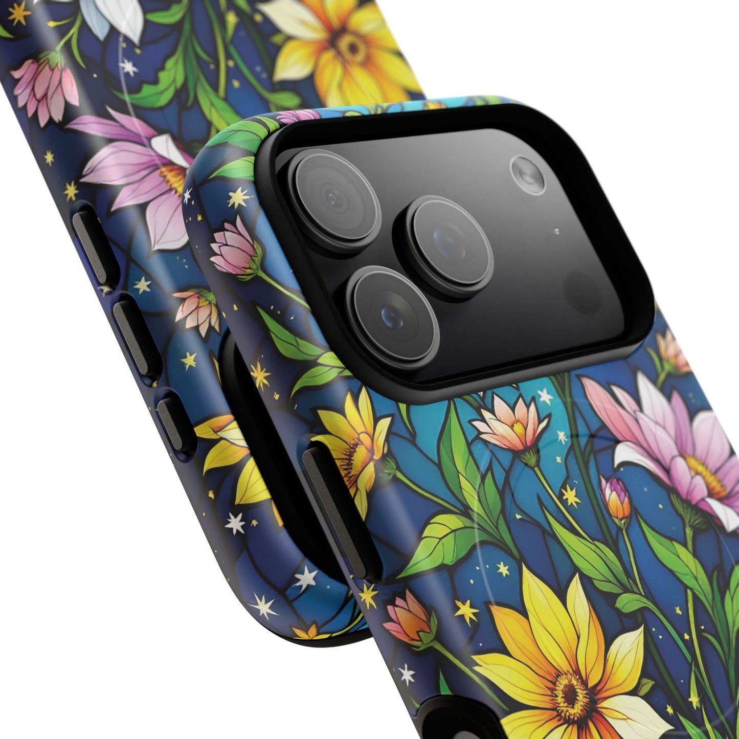 Flower Garden Stained Glass Phone Case, Tough Magnetic Cases, Floral Phone Cover, Durable Phone Accessories, Spring Gift, Birthday Present
