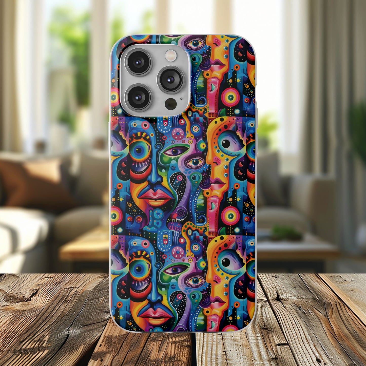 Psychedelic Visions Flexi iPhone and Samsung Case - Colorful Abstract Design.