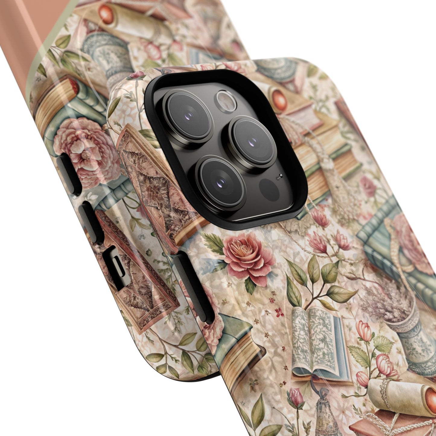 Persoonalized Vintage Book Lover's Tough Magnetic iPhone Case, Literary Gifts, Floral Design, Bookish Aesthetic, Unique Gift for Readers, Protective Case