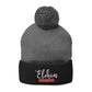 Pom-Pom Knit Cap with 'ELOHIM, GENESIS 1:1'  Embroidery Beanie - Stylish Winter Accessory for All Ages, Perfect Gift for Birthdays, Holidays, and Outdoor Activities