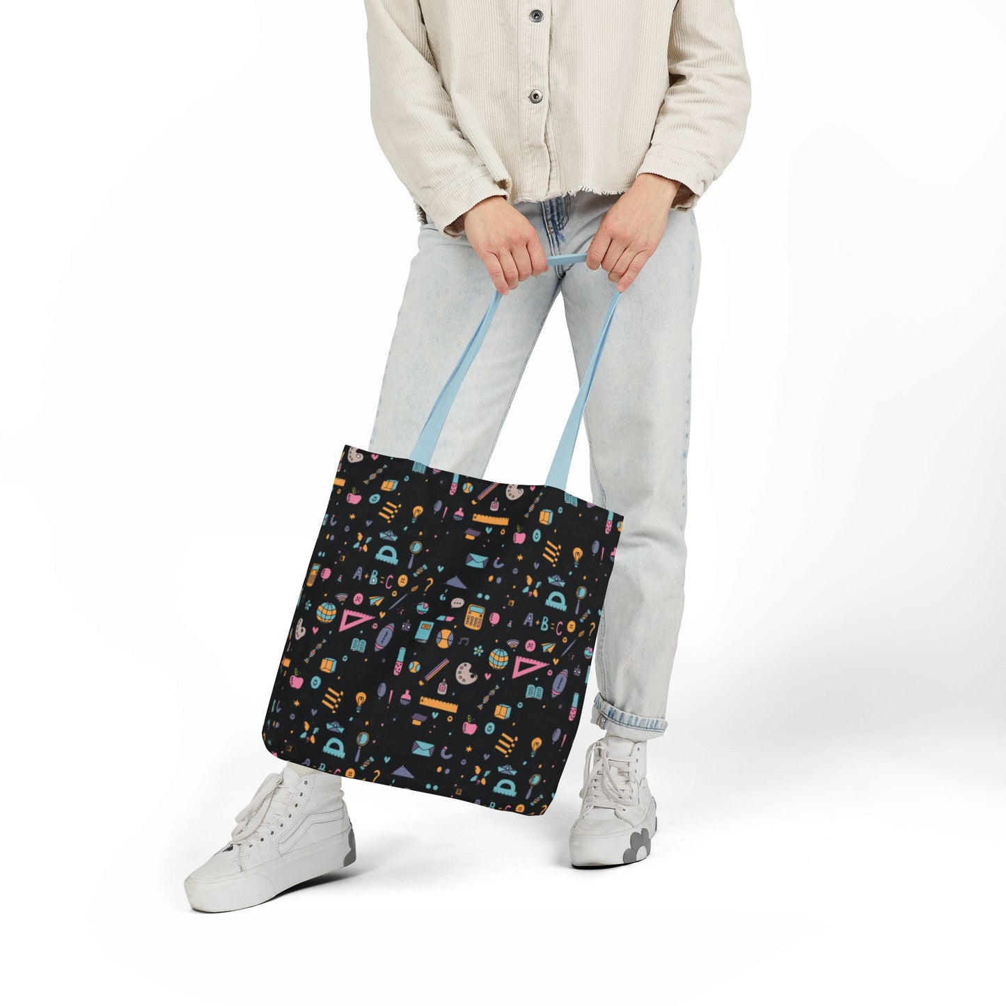 Personalized Chalkboard Chic Composition Book Inspired Canvas Tote Bag with Colorful Straps, Cute School Bag, Eco-Friendly Tote, Back to School Shopping Bag, Teacher Gift Idea