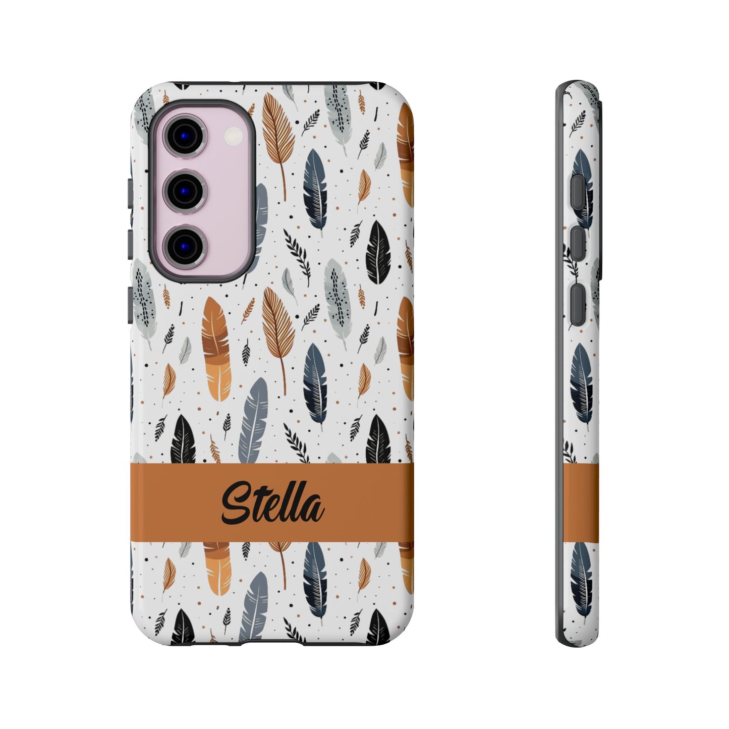 Personalized Whispering Feathers Samsung, Google Pixel and iPhone Case, Custom Name Case.
