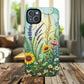 Floral Stained Harmony Glass Tough Magnetic Phone Case | Nature Inspired Design | Durable Protection | Gift for Nature Lovers | Spring Vibe