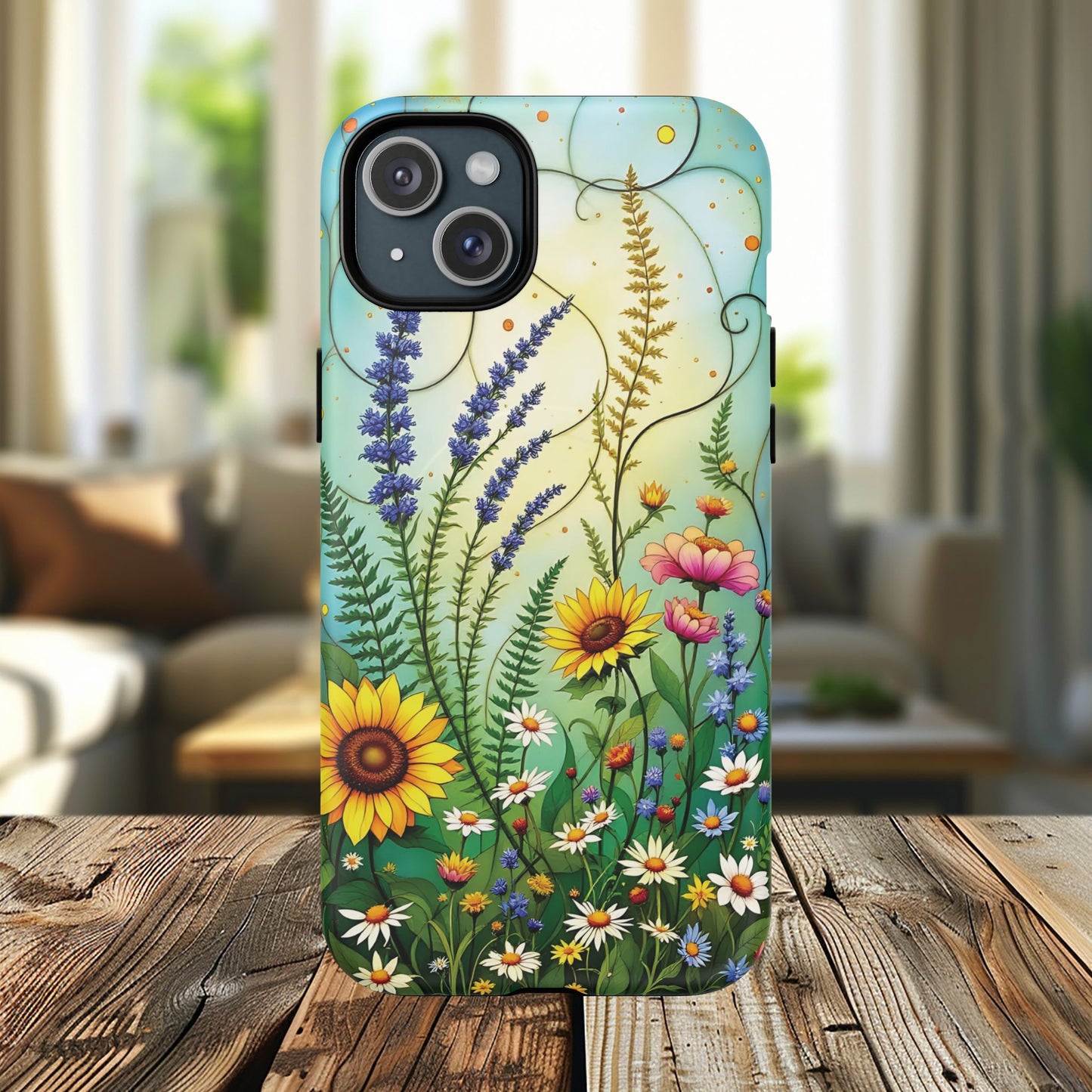 Floral Stained Harmony Glass Tough Magnetic Phone Case | Nature Inspired Design | Durable Protection | Gift for Nature Lovers | Spring Vibe