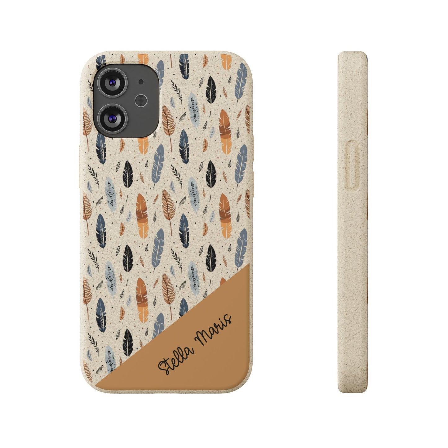 Personalized Whispering Feathers Samsung and iPhone Biodegradable Case, Custom Name Case.