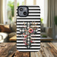 Grace in Bloom Tough Magnetic iPhone Case with Floral Cross Design, Boho iPhone Cover, Striped iPhone Case, Unique Religious Gift, Trendy Cell iPhone Accessory.