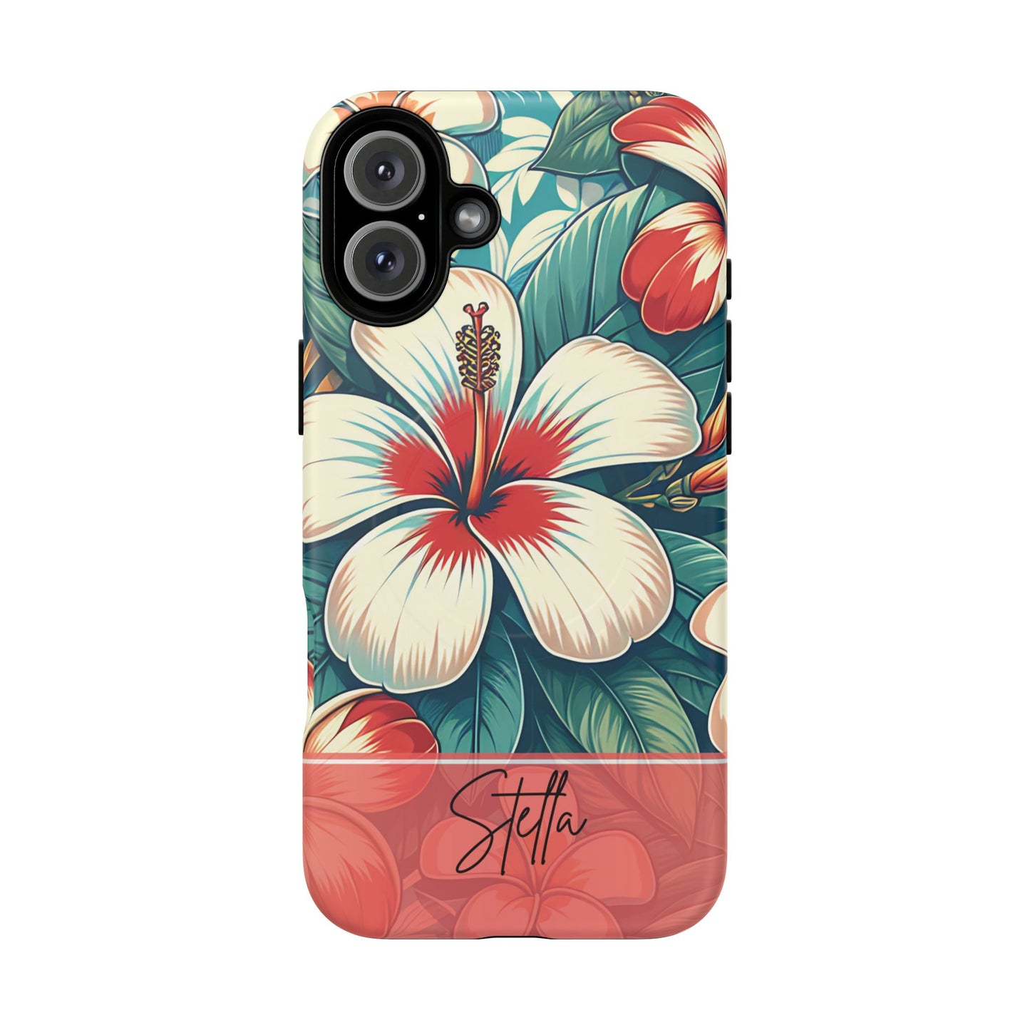 Tough Floral Phone Case, Tropical Hibiscus Design, Gift for Her, Summer Accessory, Customizable Phone Cover