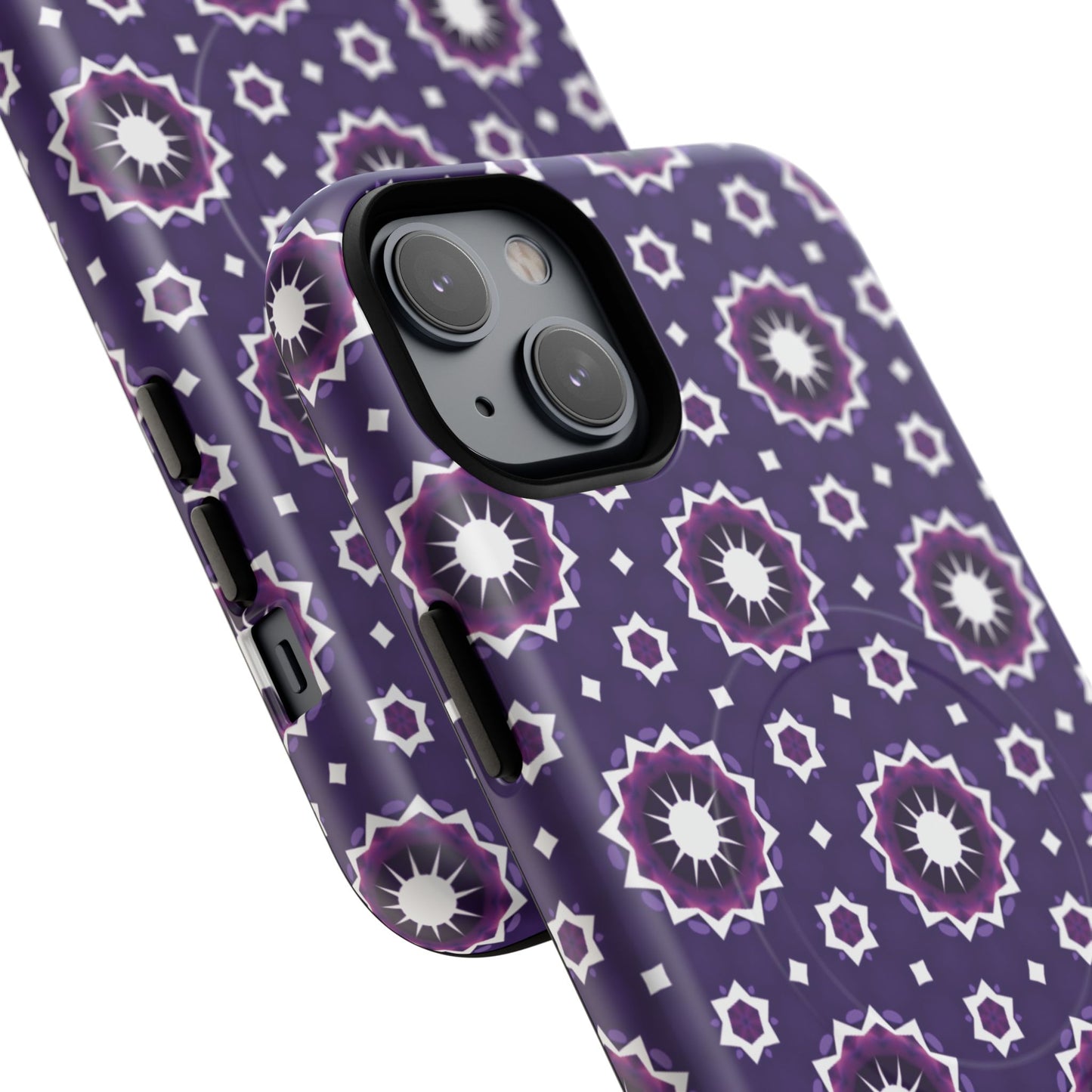 Violet Nova Bloom Stylish Tough Magnetic iPhone Case, Purple Floral iPhone Cover, Durable Cell iPhone Protector, Gift for Her, Mother's Gift