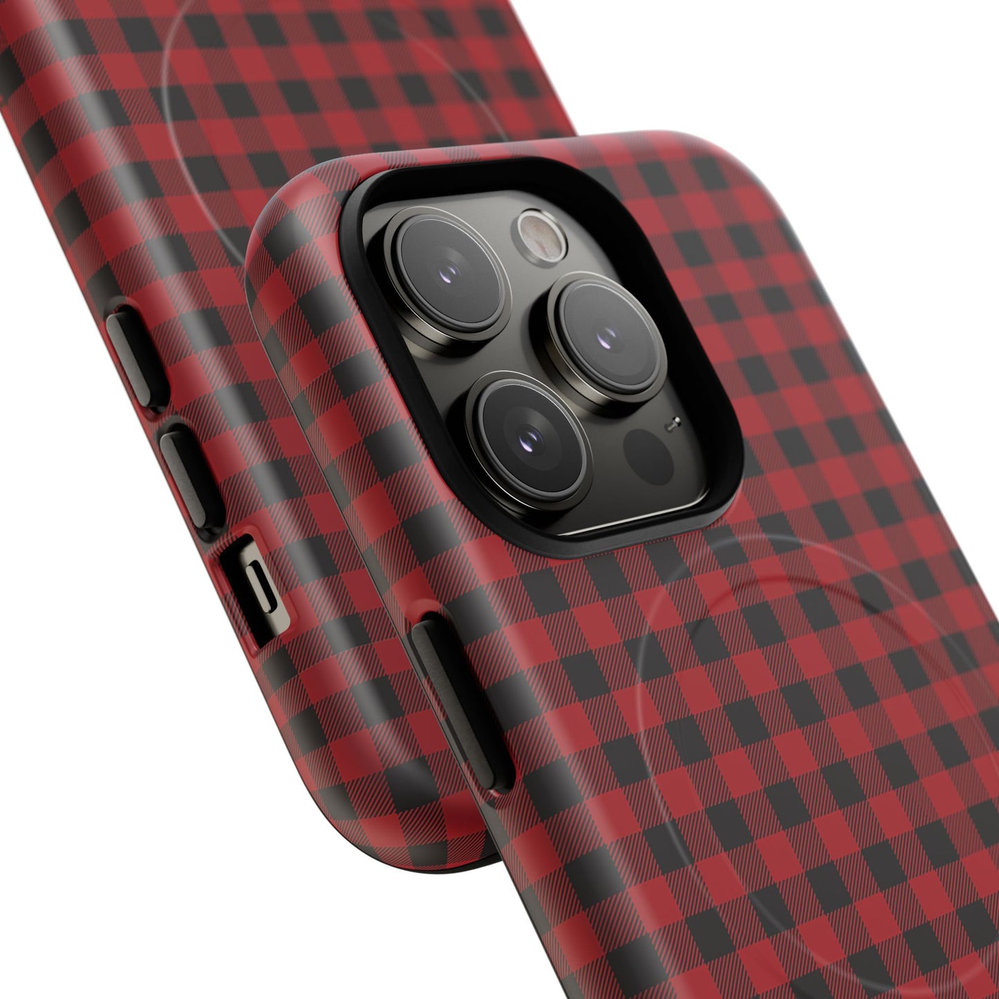 Tough Magnetic Phone Case - Red Plaid, Durable, Stylish Protection for iPhones, Gift for Outdoor Lovers, Unique Phone Cover