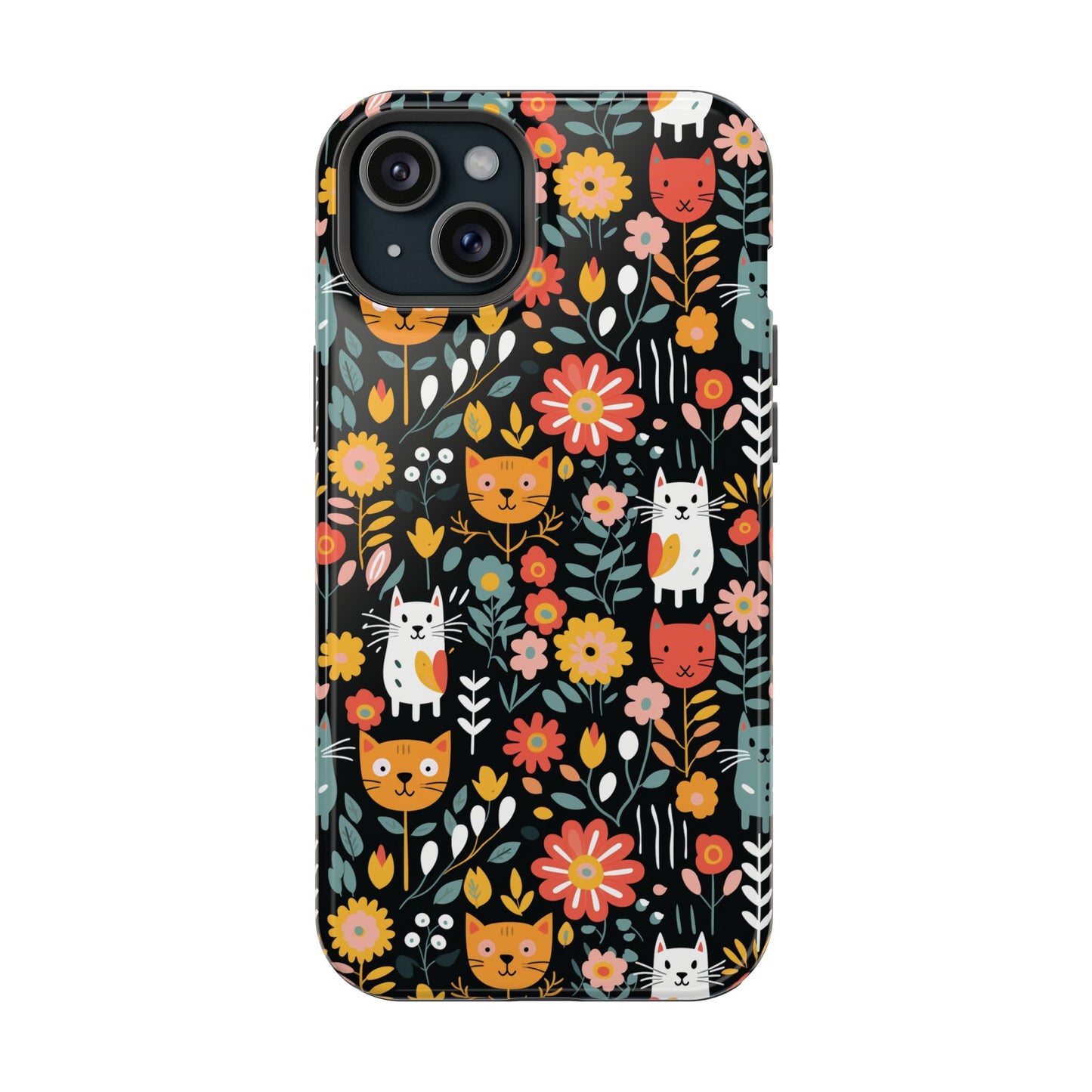 Whimsical Feline Garden Magnetic Tough iPhone Cases