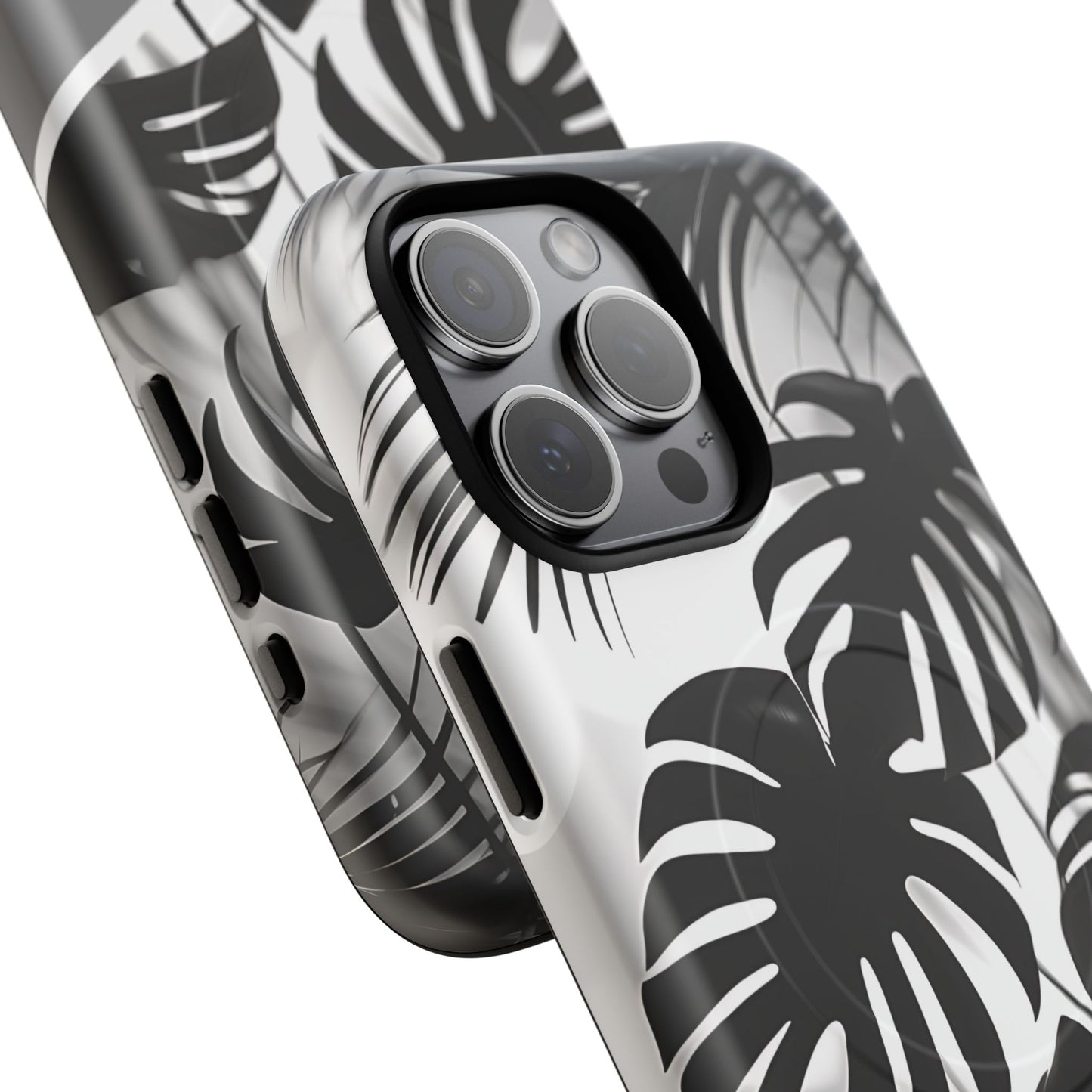 Personalized Monochrome Monstera Tropical Phone Case - Tough Magnetic MagSafe® Cases, Gifts for Nature Lovers, Stylish Phone Accessories, Gifts for Her.