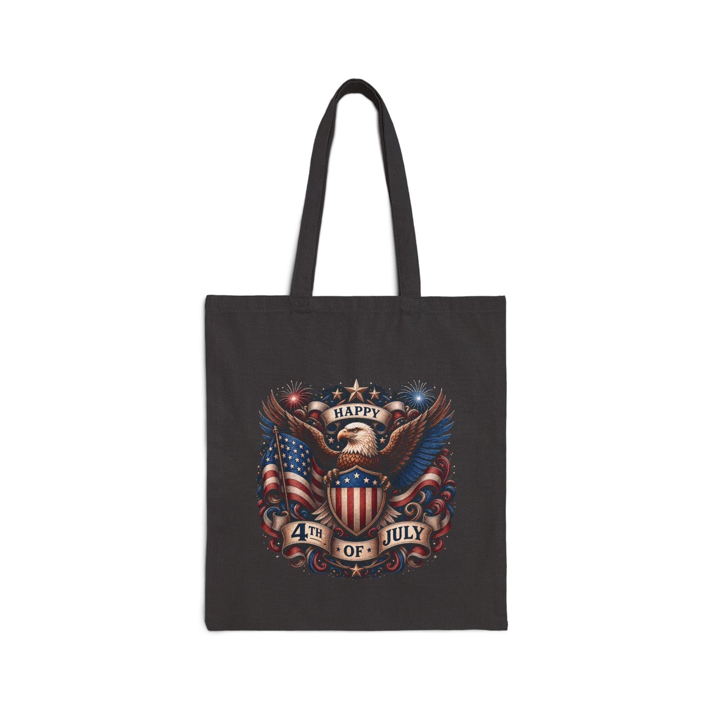 4th of July Patriotic Tote Bag — American Eagle Flag Canvas Grocery Bag