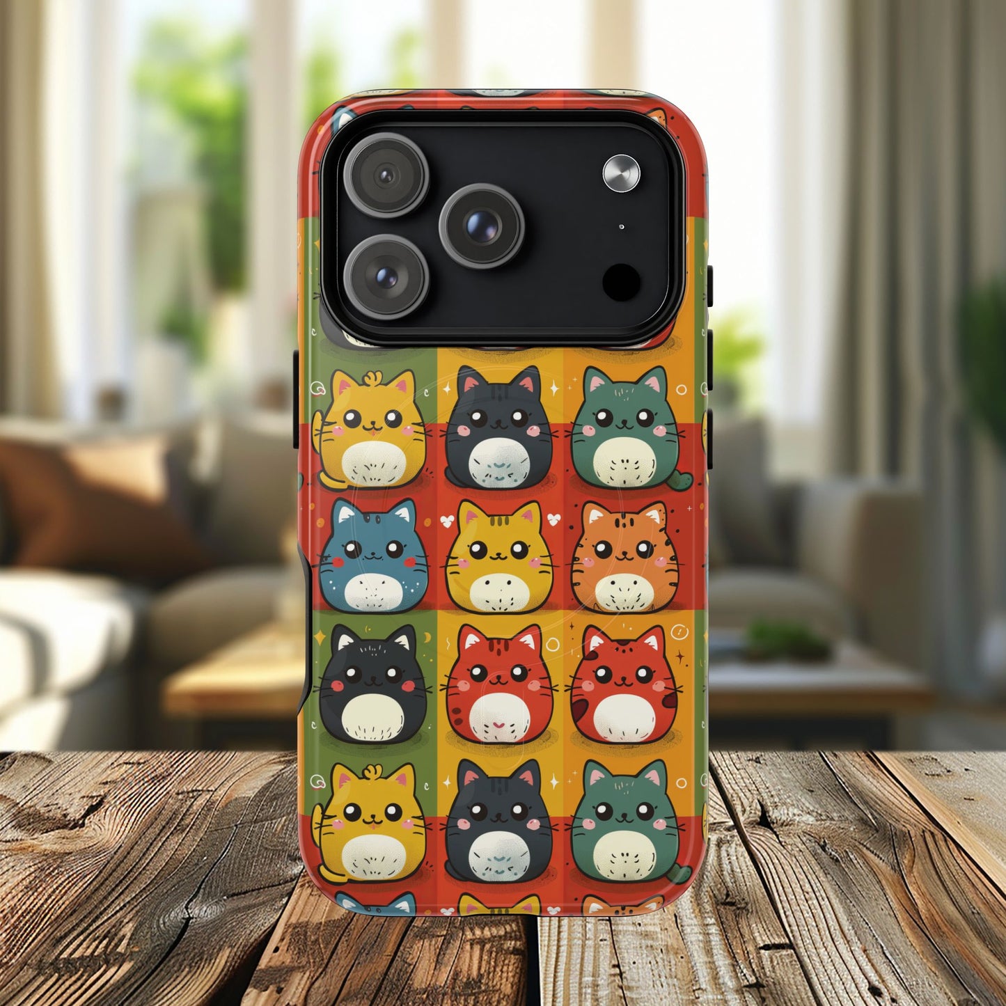 Cute Kawaii Cat iPhone Case, Tough Magnetic iPhone Case, Animal Lover Gift, Kawaii iPhone Cover, Fun Cat Design
