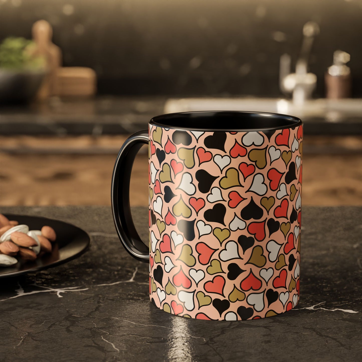 Heart Patterned Coffee Mug - Colorful Love Design, Perfect for Gifts & Celebrations