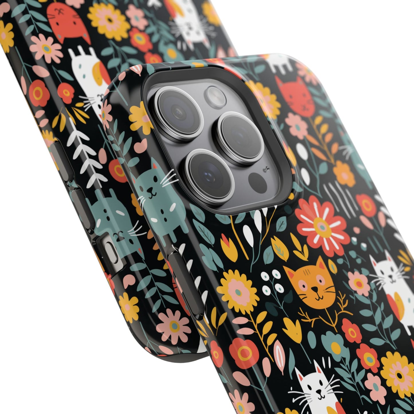 Whimsical Feline Garden Magnetic Tough iPhone Cases