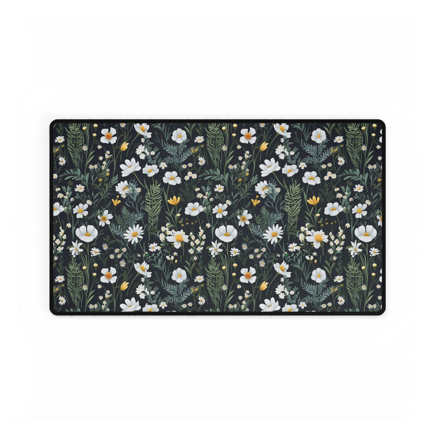Daisy Delight Floral Desk Mat - Elegant Office Decor for Home & Work.