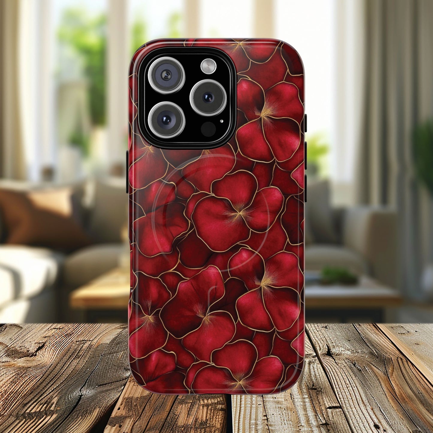 Velvet Petal Noir Tough iPhone Magnetic Case, iPhone Cover, Stylish Accessories, Gift for Her, Gift for Mother's, Floral Design, Protective iPhone Case
