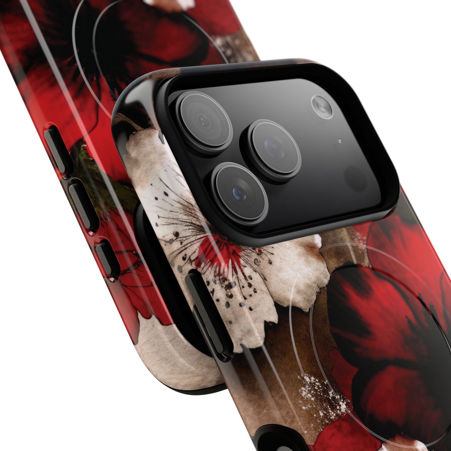 Crimson Noir Tough iPhone Magnetic Cases, Tough iPhone Protector, Stylish Floral Design, Gift for Her, Floral Accessories