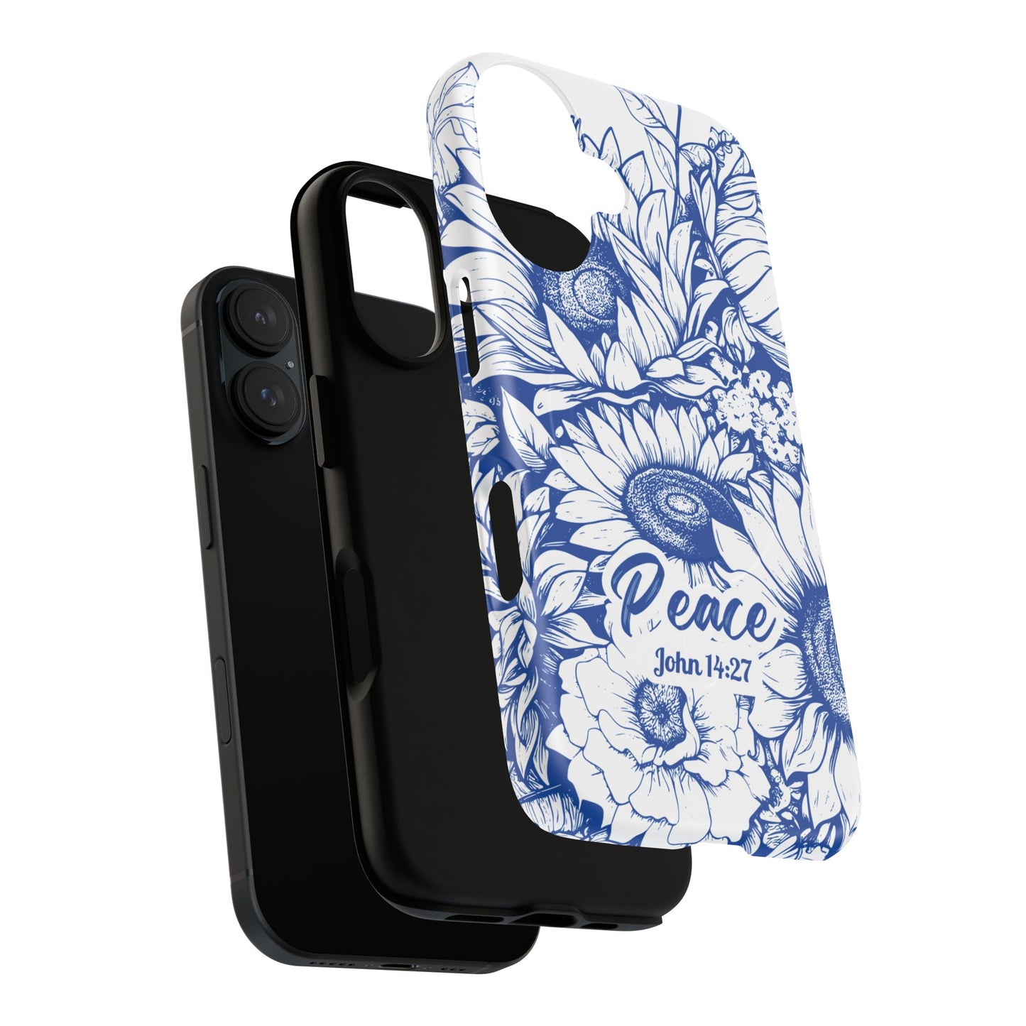 Peace I Leave with You John 14:27, Inspirational Gift, Tough iPhone Magnetic Case Scripture, Sunflower Bible Verse, MagSafe® iPhone® Tough Case, iPhone 14, iPhone 15, iPhone 16, Pro, Pro Max, Plus.