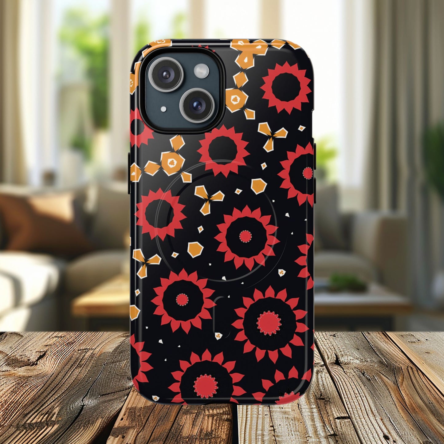 Midnight Ember Bloom Tough Magnetic iPhone Case, Bohemian Floral Design, Stylish iPhone Protection, Gift for Her, Trendy iPhone Accessories