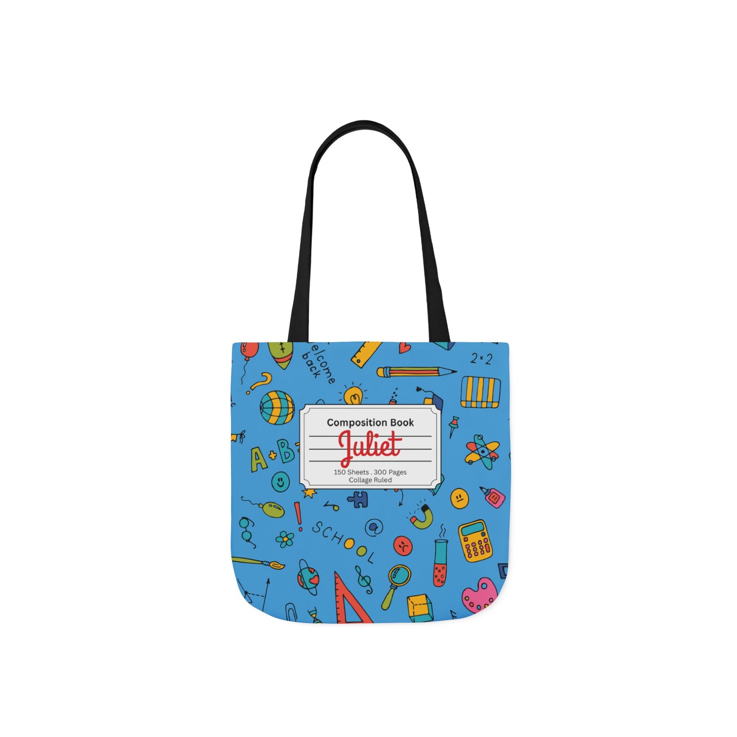 Personalized Classroom Couture Composition Book Inspired Canvas Tote Bag with Colorful Straps, Cute School Bag, Eco-Friendly Tote, Back to School Shopping Bag, Teacher Gift Idea