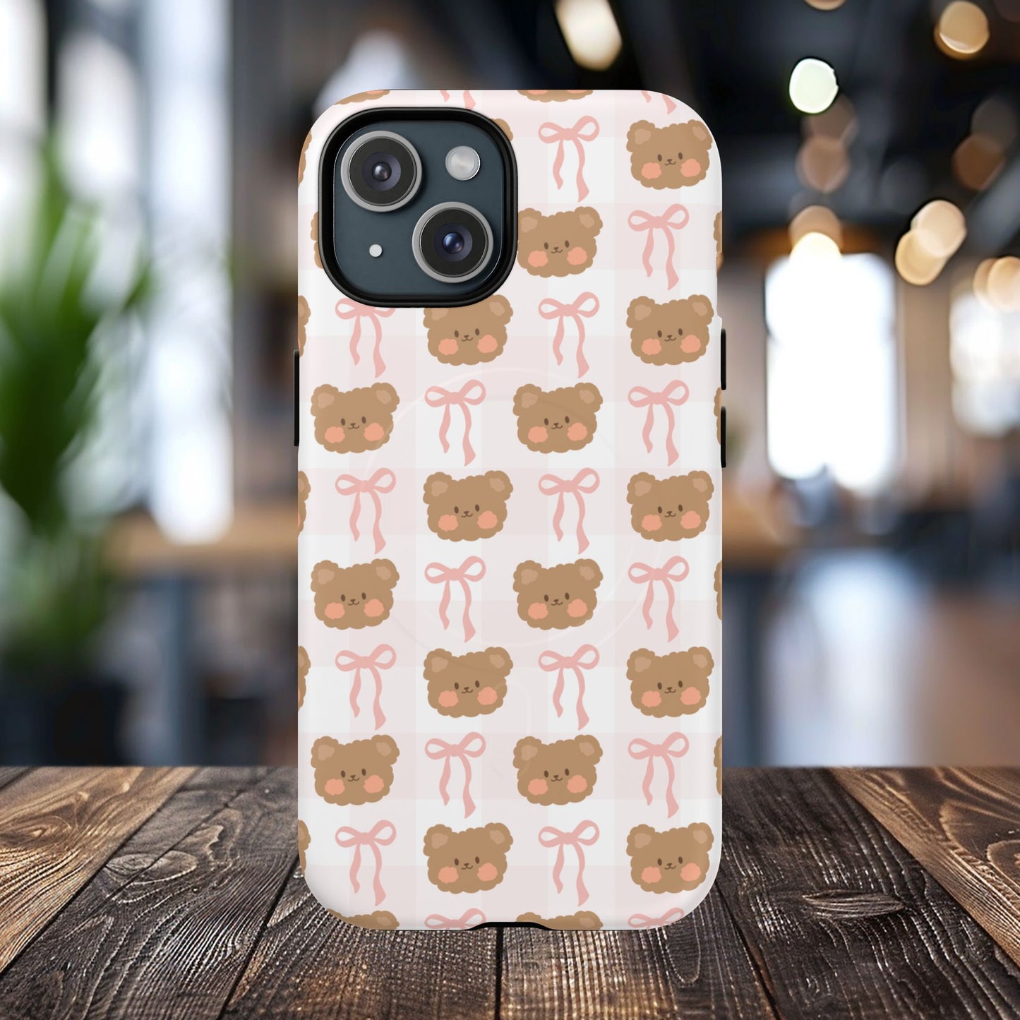 Cute Bear Pattern Magnetic Phone Case, Durable Animal Design, Gift for Kids, Trendy Case for iPhone, Cute Phone Accessory