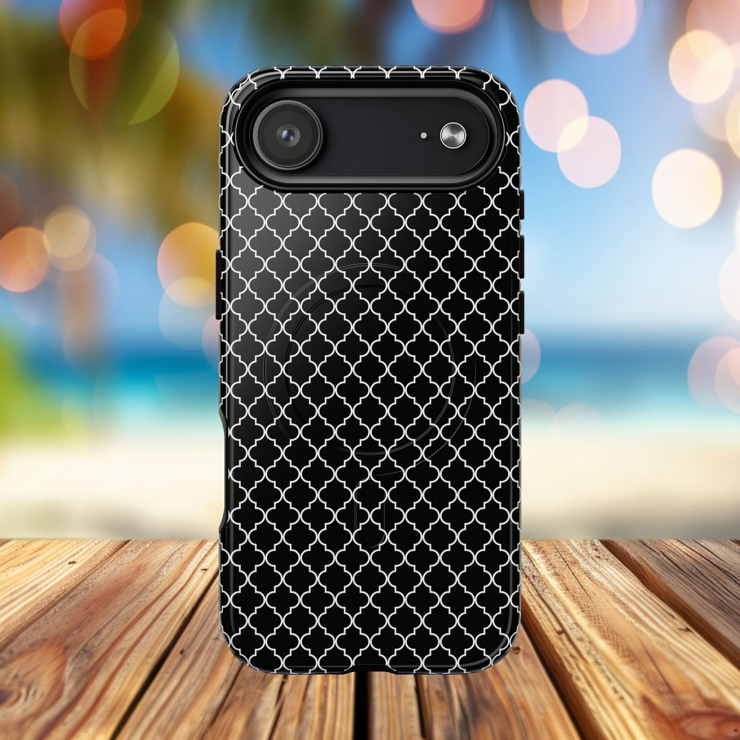 Noir Mosaic Tough iPhone Magnetic Case, Geometric Patterned Case, Durable iPhone Cover, Unique Tech Accessories, Perfect Gift for Him/Her