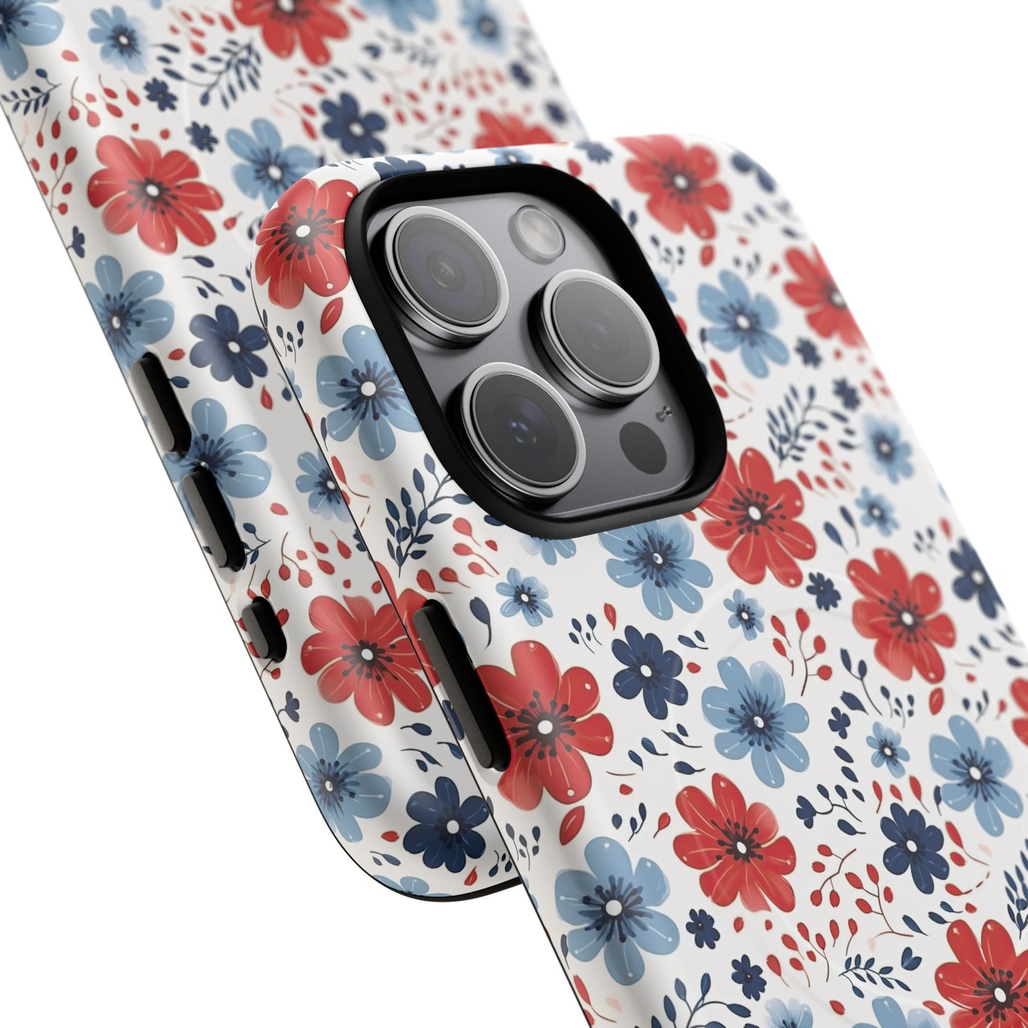 Patriotic Floral Dreams Tough Magnetic iPhone Cases, Durable, Stylish, Gift for Her, Protective Phone Cover, Spring Floral Design