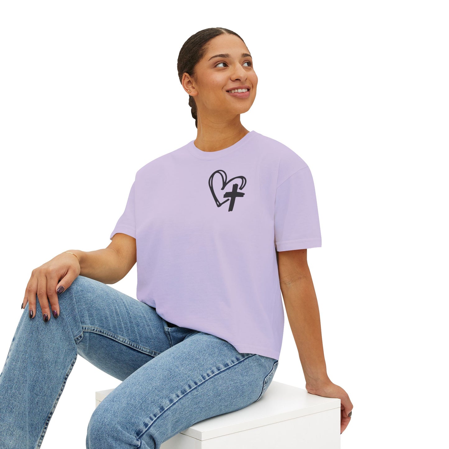 Faith and Floral Cross Women's Comfort Colors Boxy Tee