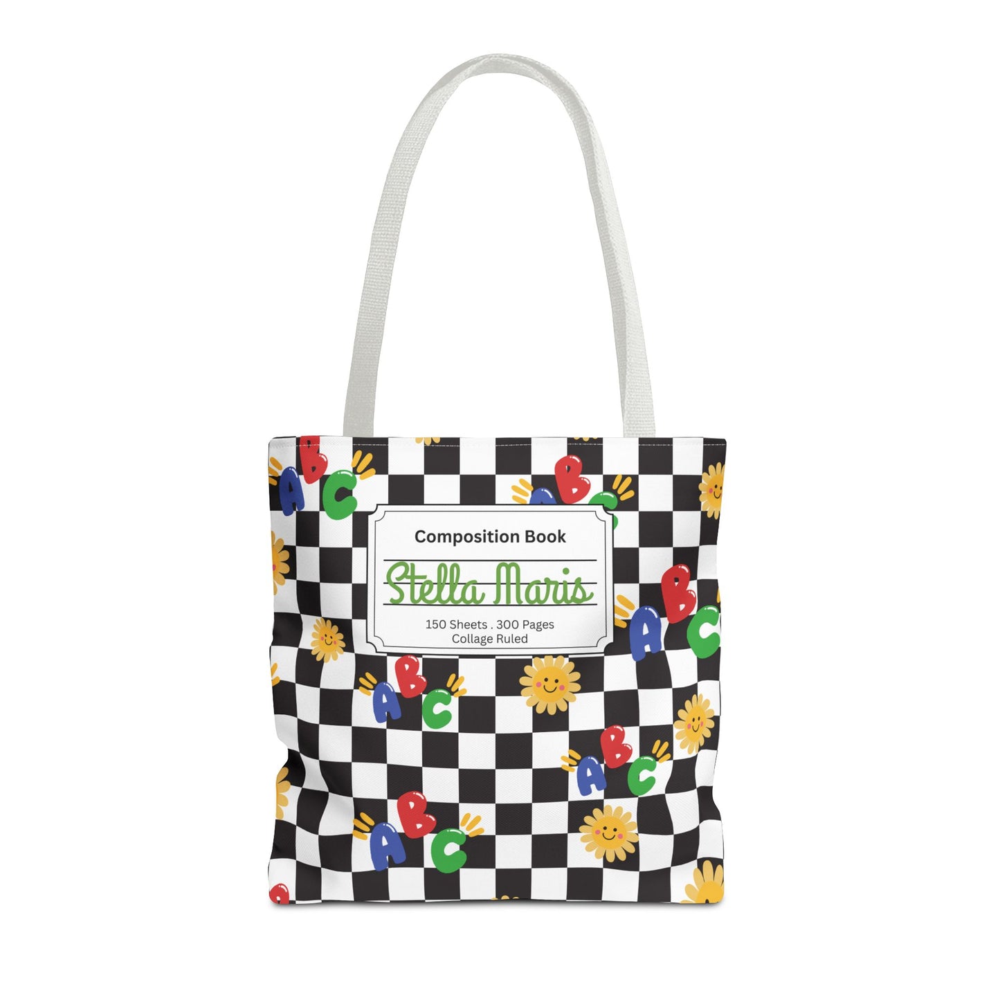 Personalized Schoolyard Chic Composition Book Inspired Tote Bag, Back to School Tote, Teacher Gift, Kids Bag, Custom Name Bag, Educational Accessories, Back to School Tote Bag.
