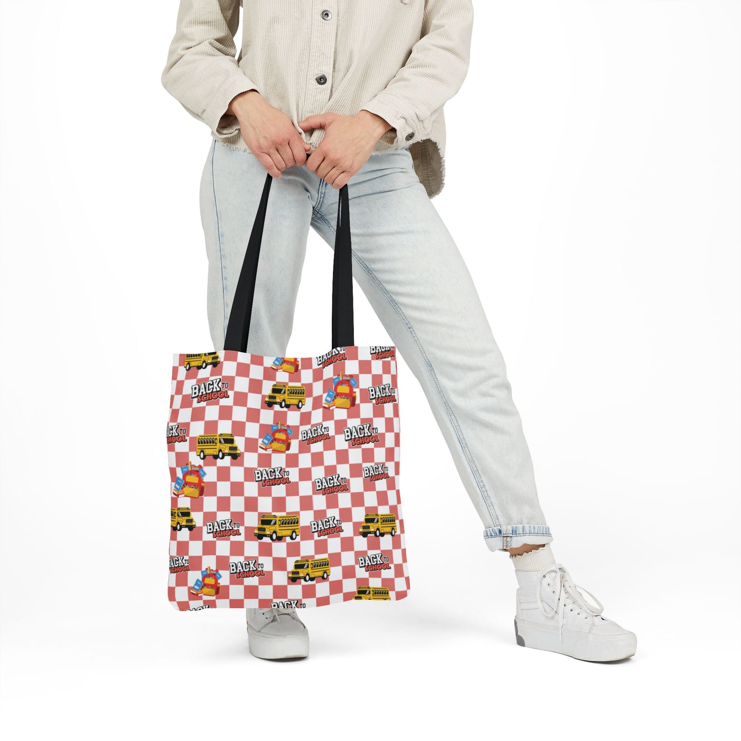 Personalized Red Schoolyard Chic Composition Book Inspired Canvas Tote Bag with Colorful Straps, Cute School Bag, Eco-Friendly Tote, Back to School Shopping Bag, Teacher Gift Idea