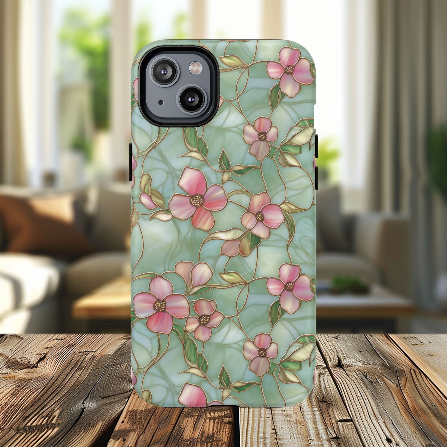 Aqua Bloom Serenity Tough iPhone Magnetic Cases, Cute Flower Design, Stylish Protection, Gift for Her, Trendy Accessories, iPhone MagSafe Accessory.