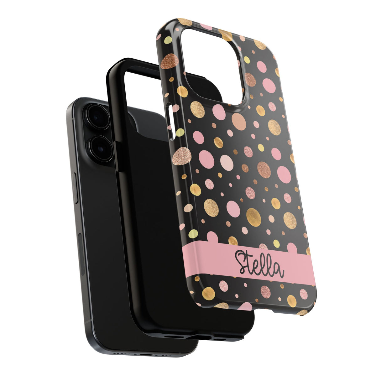 Personalized Gold & Pink Confetti Tough Phone Case — Glitter Dot Protective Phone Cover