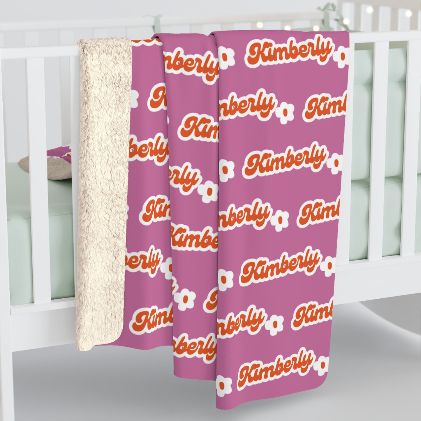 Personalized Name Sherpa Blanket — Cozy Fleece Throw with Script Logo, Christmas Gifts, Gifts for Her/Him.