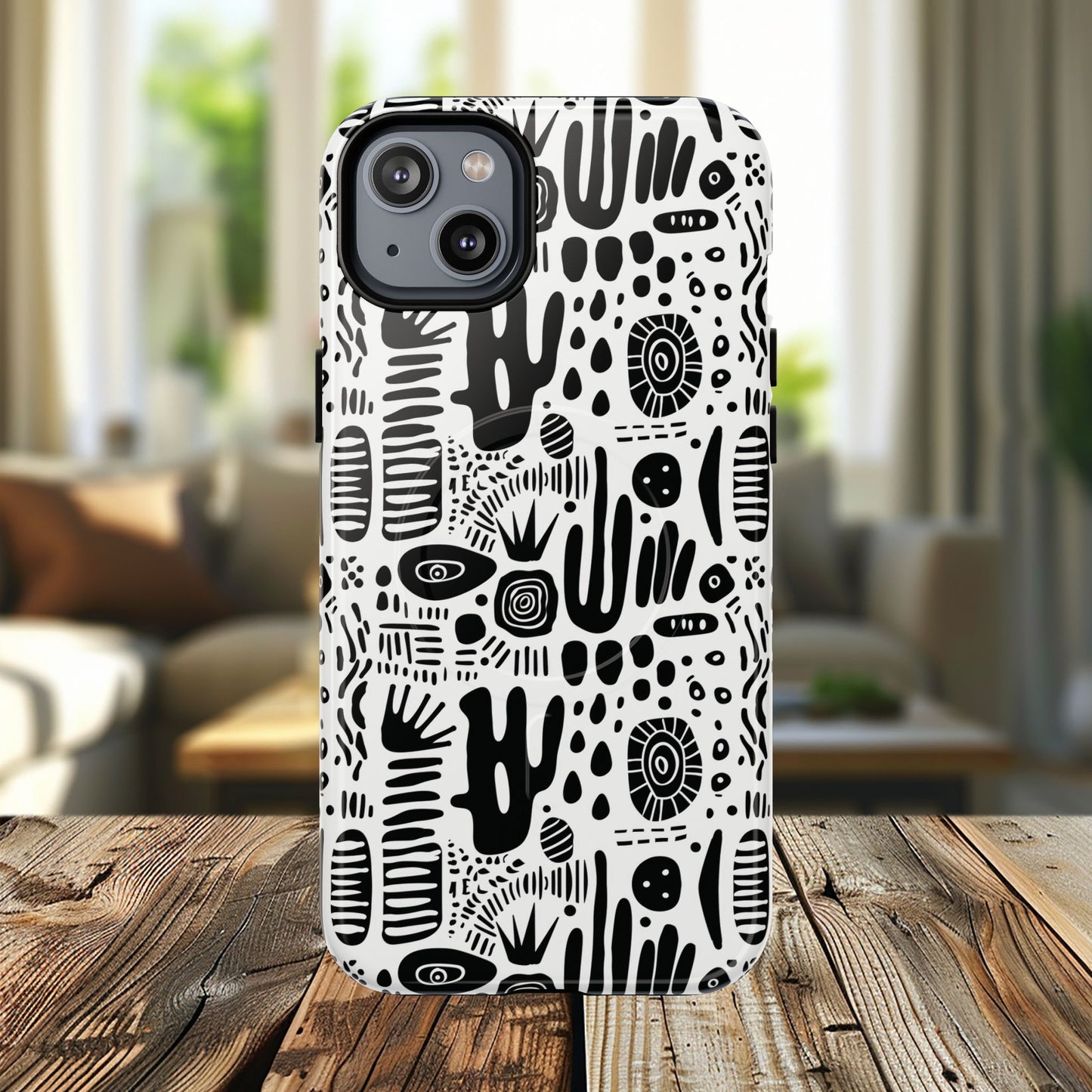 Abstract Monochrome Tough Magnetic iPhone Cases, Stylish Phone Cover, Durable Phone Protector, Modern Tech Accessories, Unique Gift Ideas