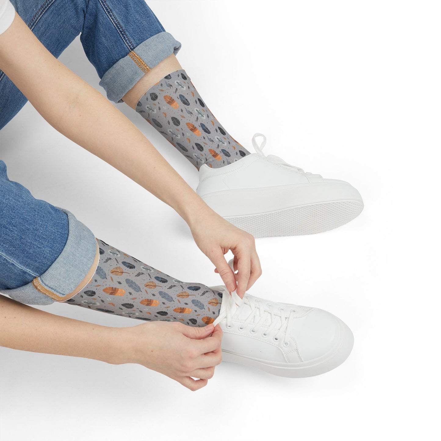 Whispering Fathers Grey Sublimation Crew Socks