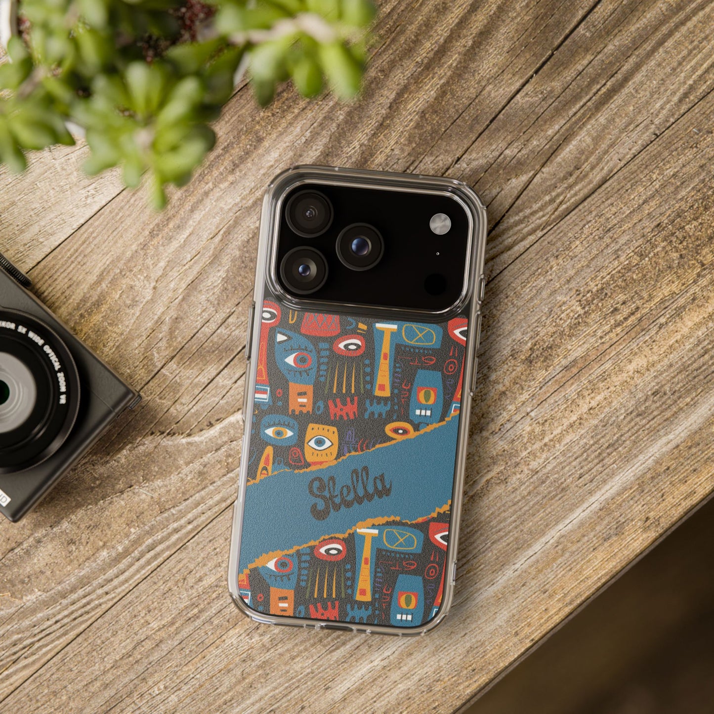 Phone Case — Colorful Abstract Faces Clear Impact-Resistant Case