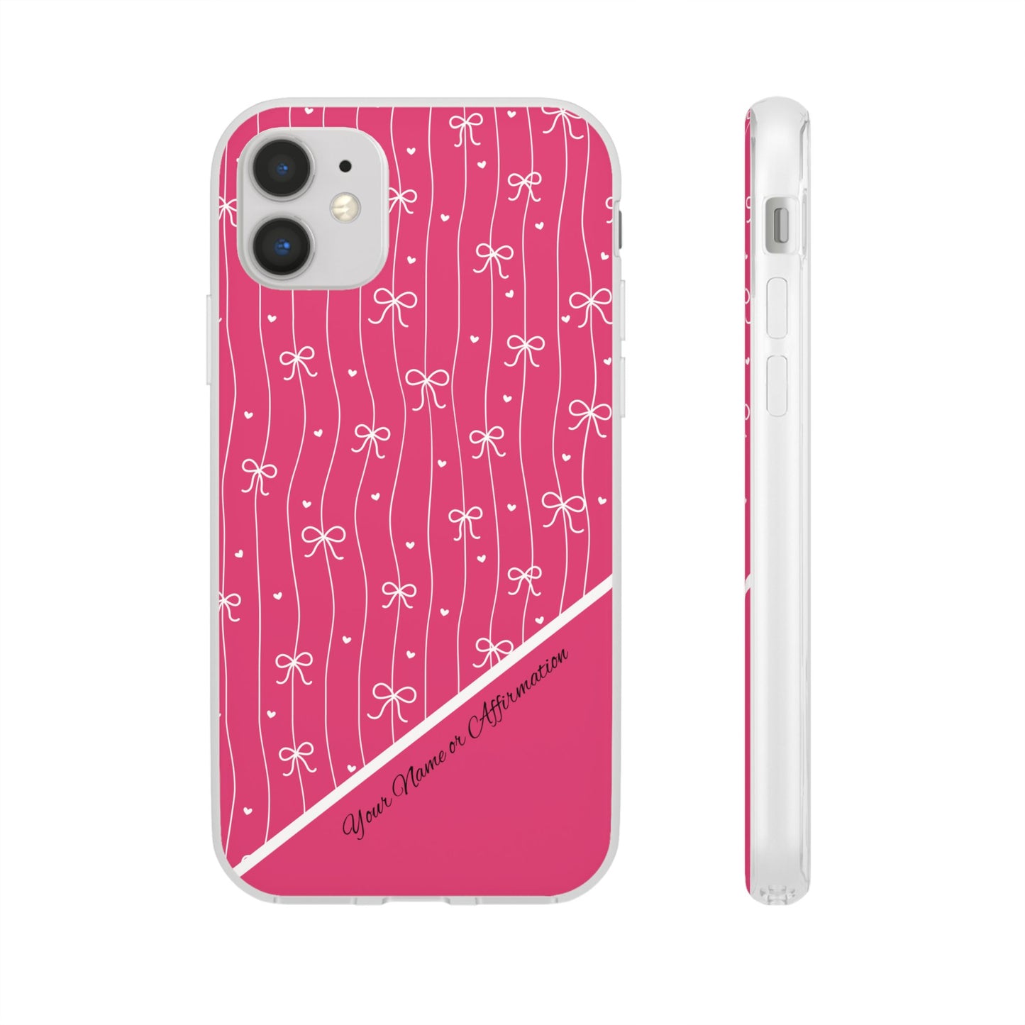 Personalized Pink Bow Coquette Slim Flexi iPhone and Samsung Cases — Custom Name or Affirmation