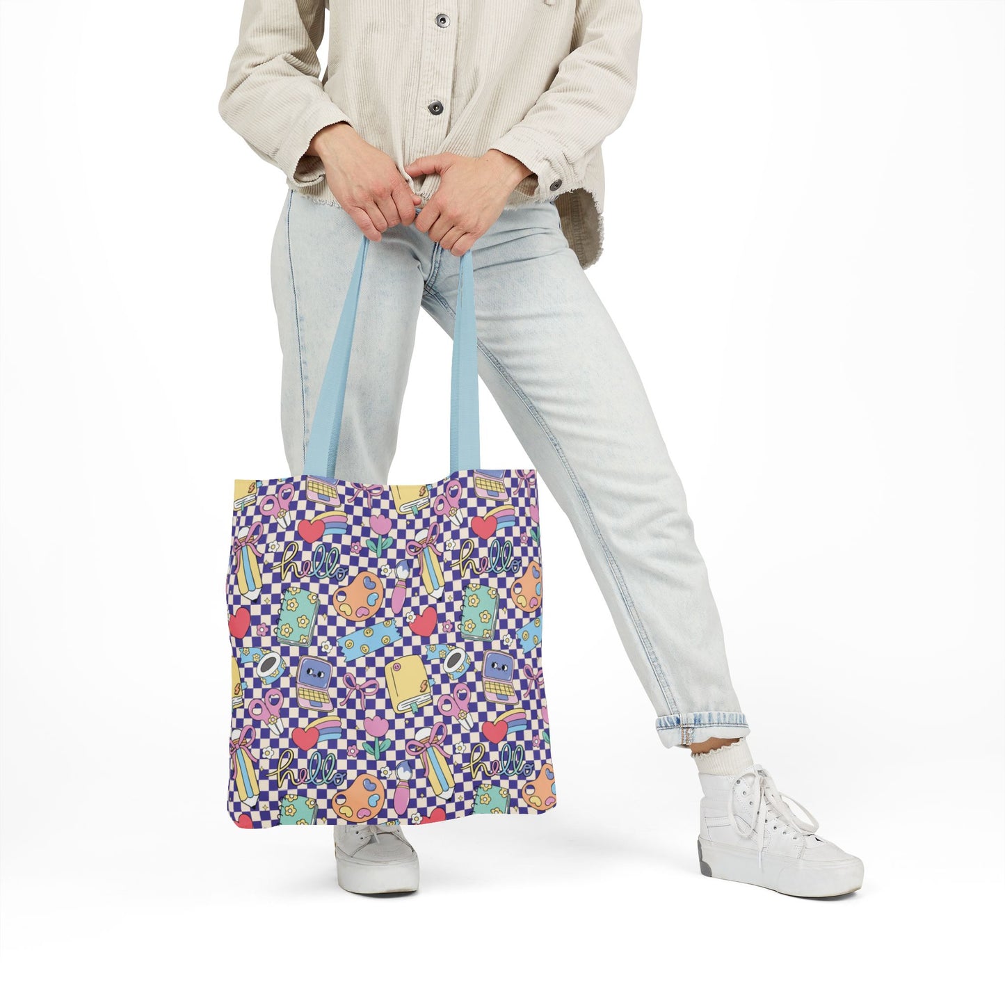 Personalized Purple Doodle Daydream Composition Book Inspired Canvas Tote Bag with Colorful Straps, Cute School Bag, Eco-Friendly Tote, Back to School Shopping Bag, Teacher Gift Idea