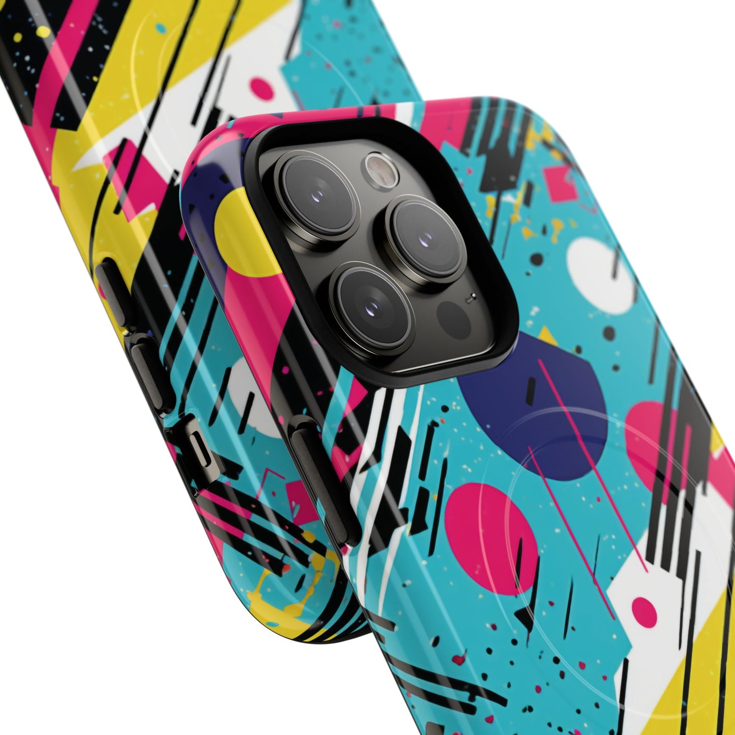 Retro Pop Vibes Magnetic iPhone Case with Abstract Design, Tough iPhone Cover, iPhone Accessory, Gift for Tech Lovers, Trendy iPhone Protector