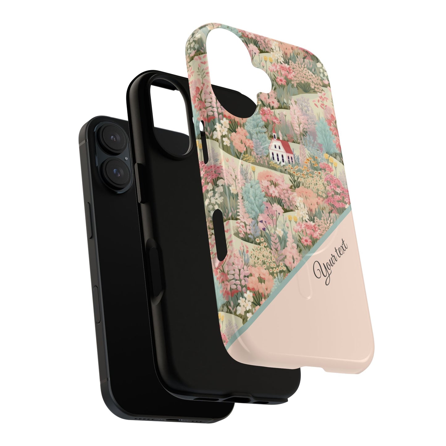 Blush Bloom Village Tough Magnetic MagSafe®Case, Durable Protection, Unique Gift for Nature Lovers,  iPhone® 13, 14, 15, 16, 17, Pro, Pro Max, Plus Cases.