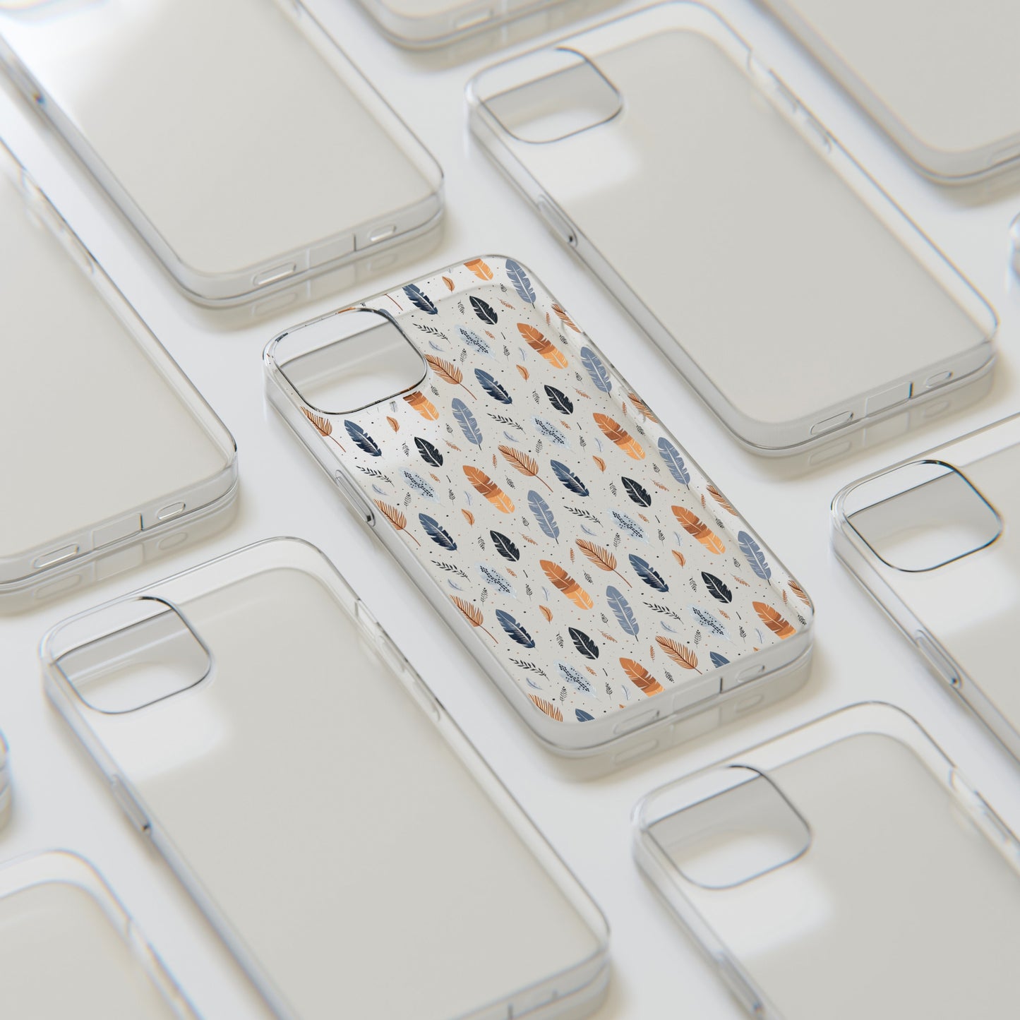 Whispering Feathers Clear Silicone iPhone Cases