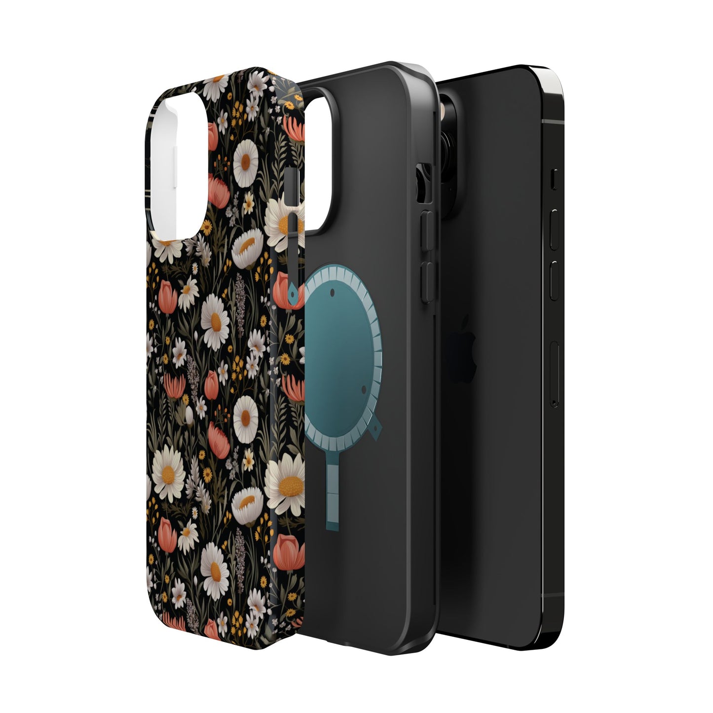 Blossom Elegance: Noir Garden Magnetic Tough iPhone Cases