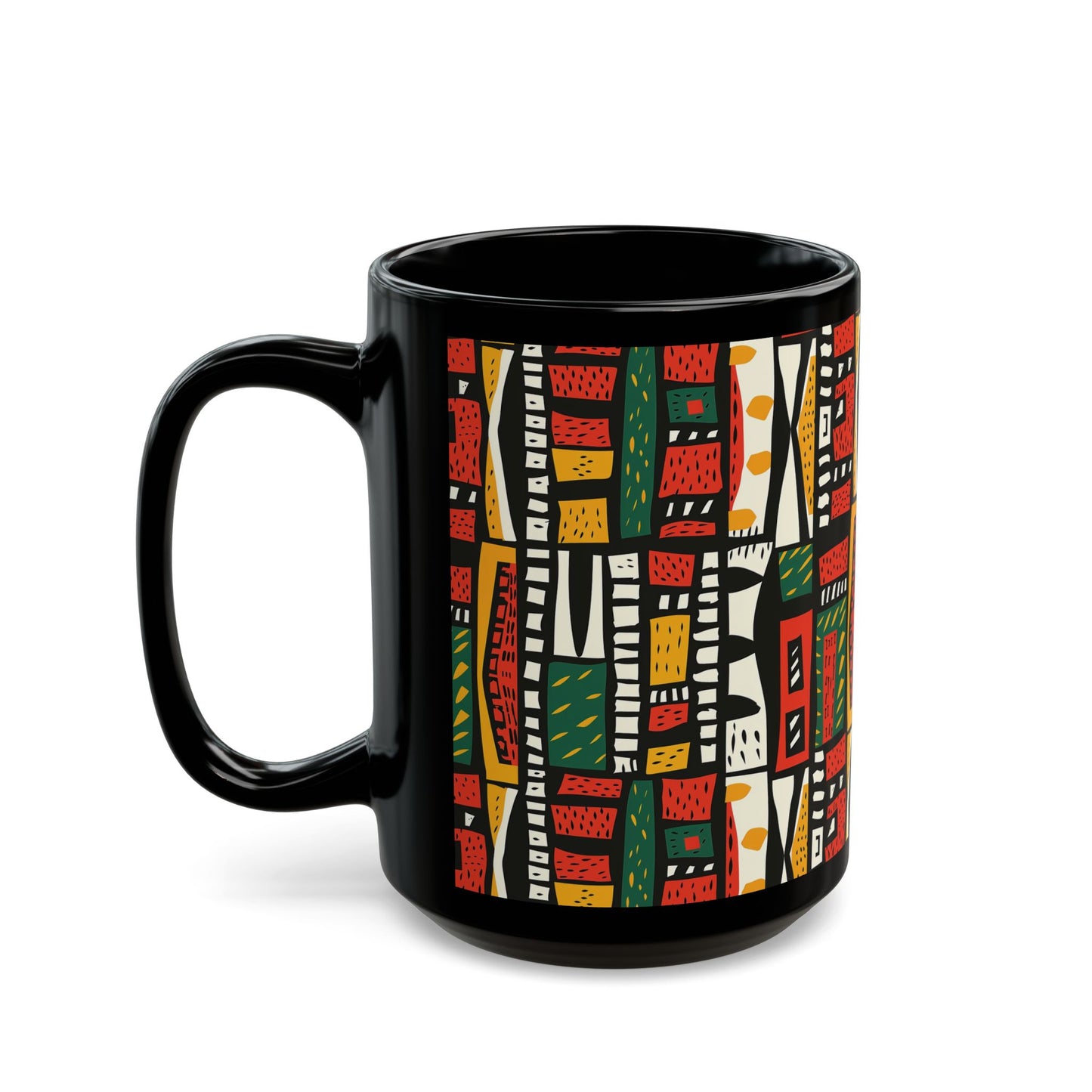 Tribal Harmony Black Mug - Unique Art Design for Home & Gifts