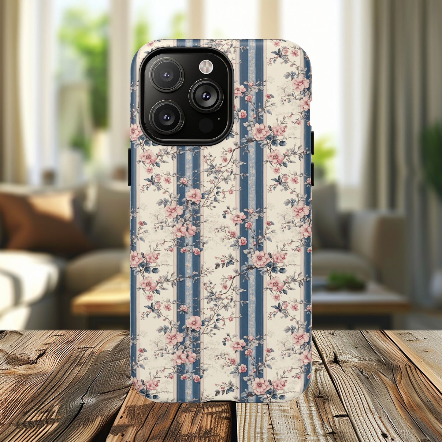 Victorian Rose Stripe iPhone Case, Tough Magnetic Cases for Stylish Protection, Flower Pattern iPhone Cover, Trendy Gift Idea for Her