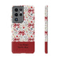 Personalized Rosette Coquette Phone Case - Custom Name/Message 'I Am Stronger Than The Storm' Floral Bow Protective Case