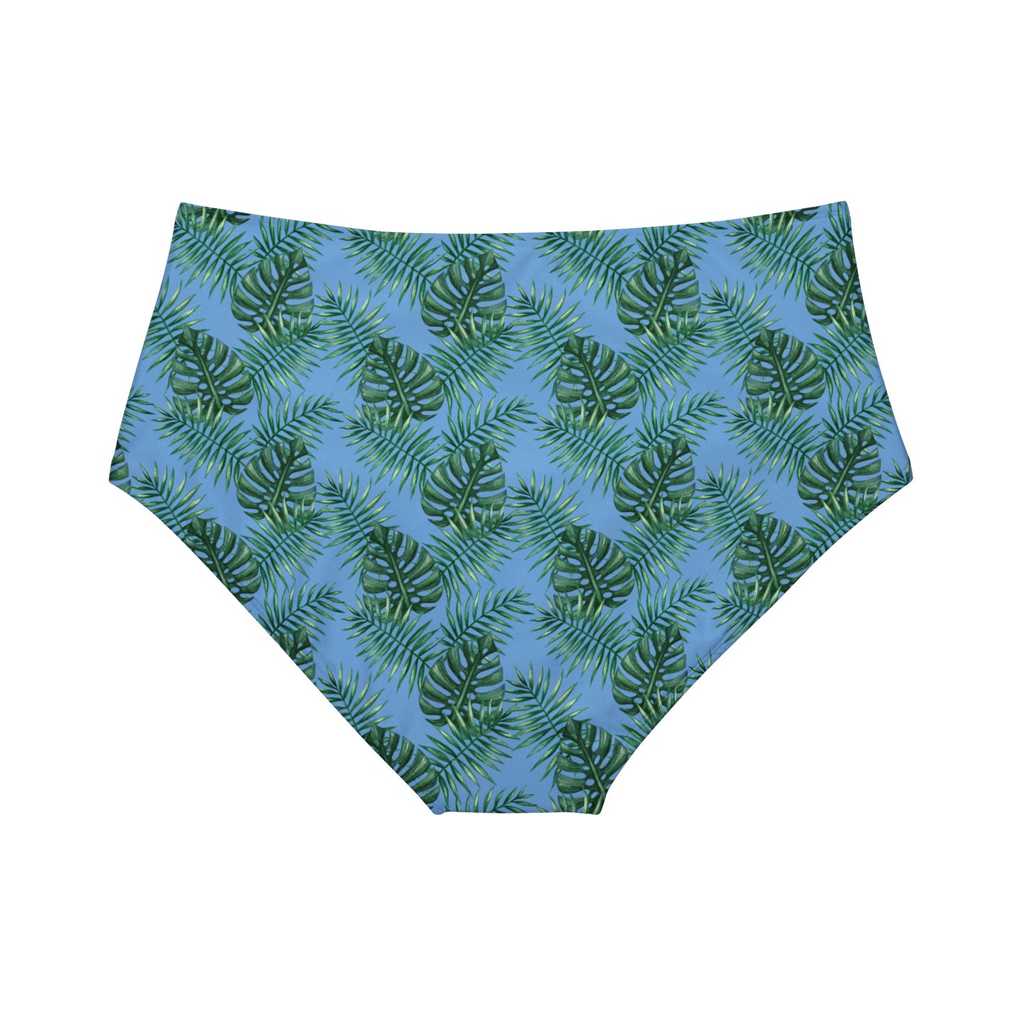 Blue Tropical Bliss High-Waist Hipster Bikini Bottom (AOP)