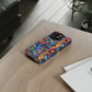 Psychedelic Visions Phone Case with Card Holder - Colorful and Stylish Design for Creatives