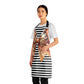 Striped Brown Bow Grilling Apron with Tie Straps (AOP).